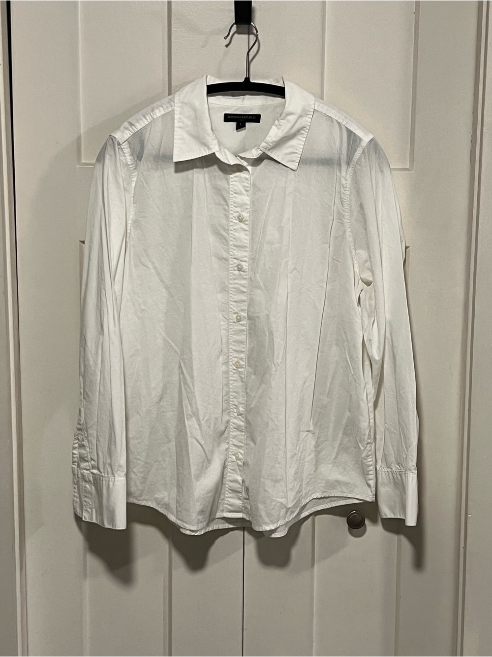 Banana Republic White Button Up Blouse Sz L